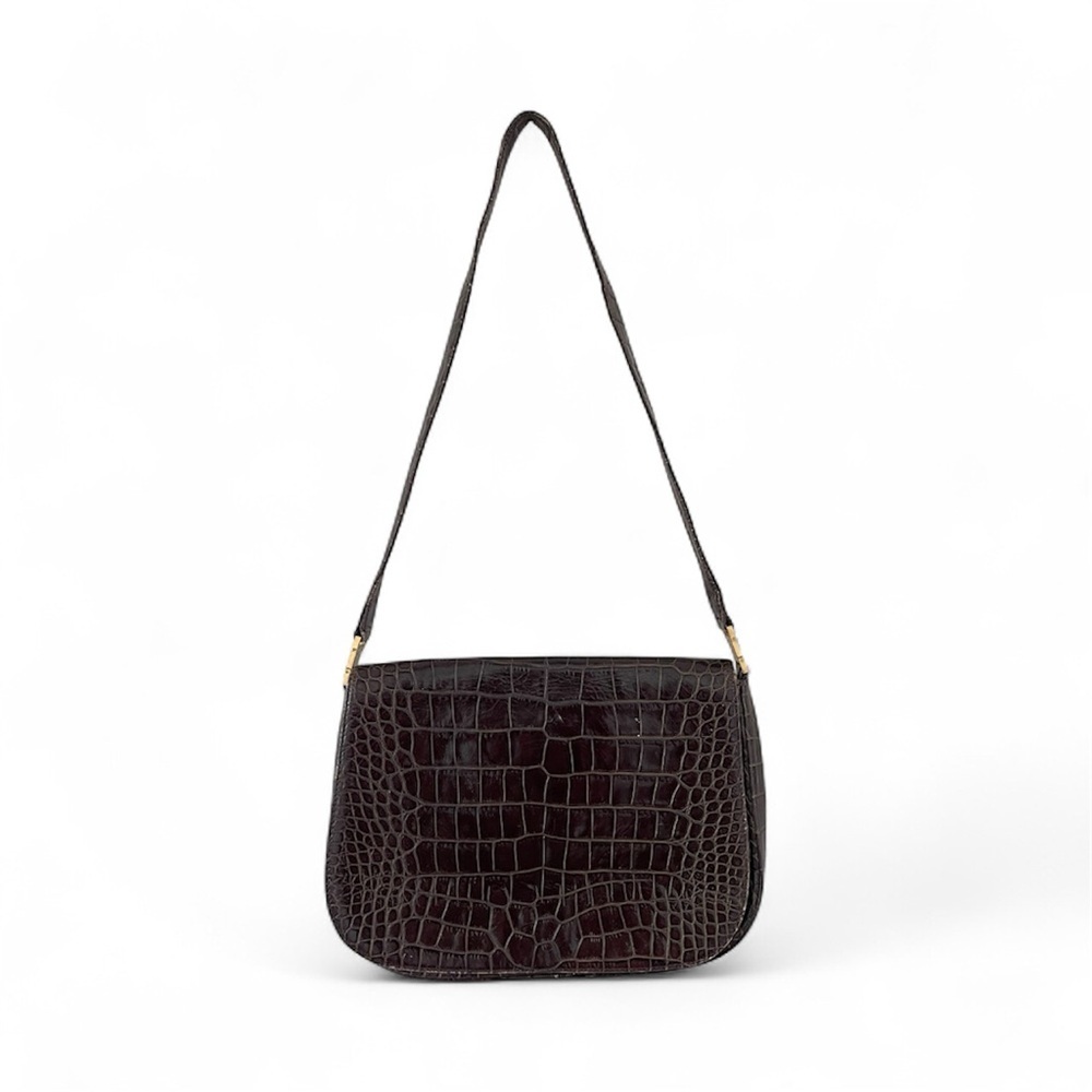Vintage Anne Klein II Vintage Croc-Embossed Leather Shoulder Bag Handbag‎